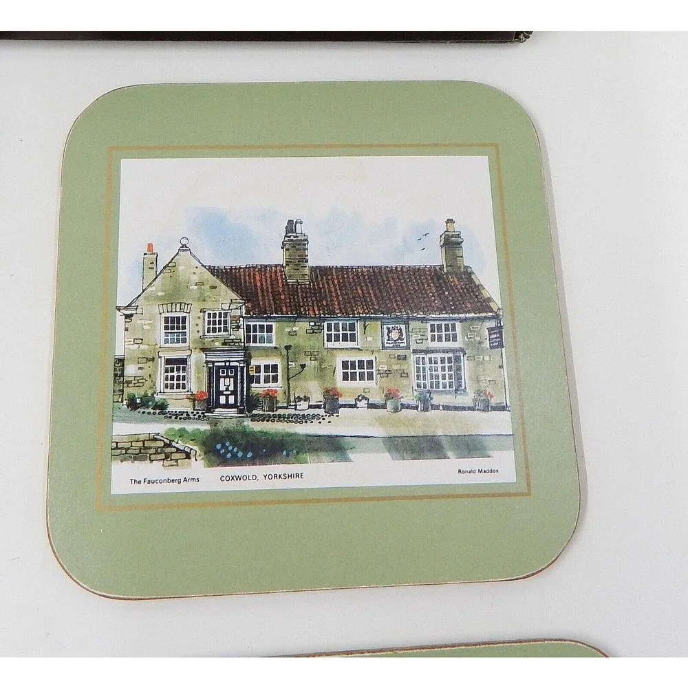 Cloverleaf Square Country Pubs CC14 Cork Coasters Set of 6